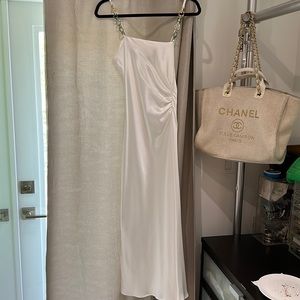 white zara dress bead straps